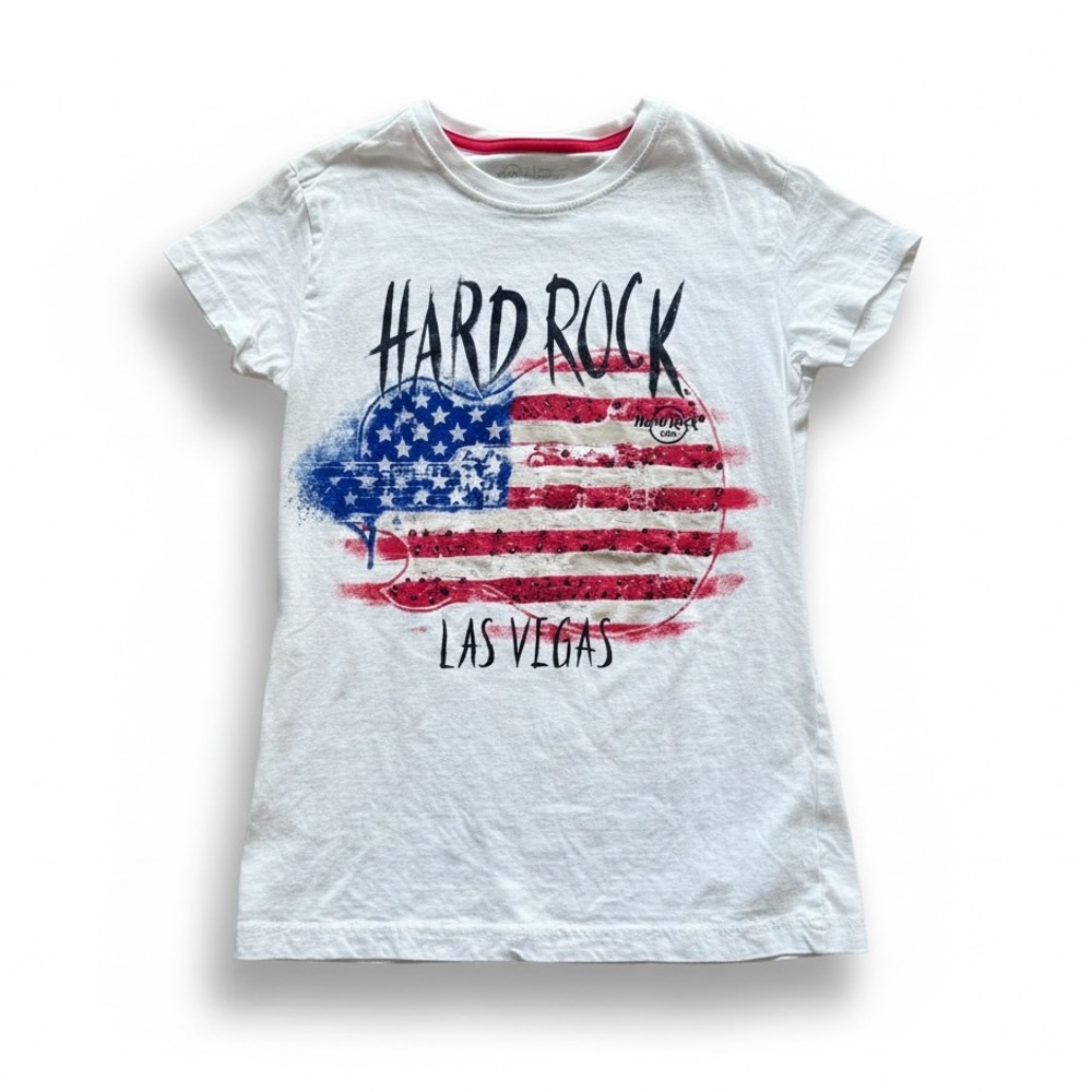 NWOT Hard Rock Cafe Women's Sequin Guitar Flag Tee Size Sz XS